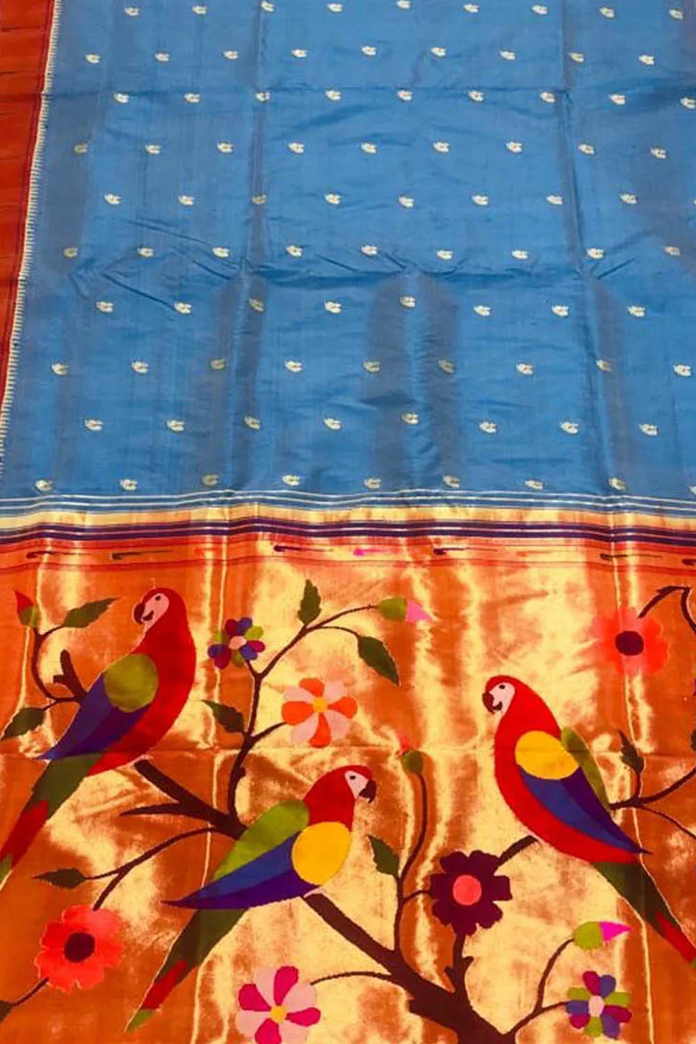 Stunning Blue Paithani Handloom Saree with Muniya Border - Pure Silk