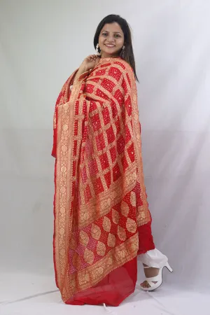 Stunning Red and Pink Bandhani Georgette Dupatta for a Chic Look