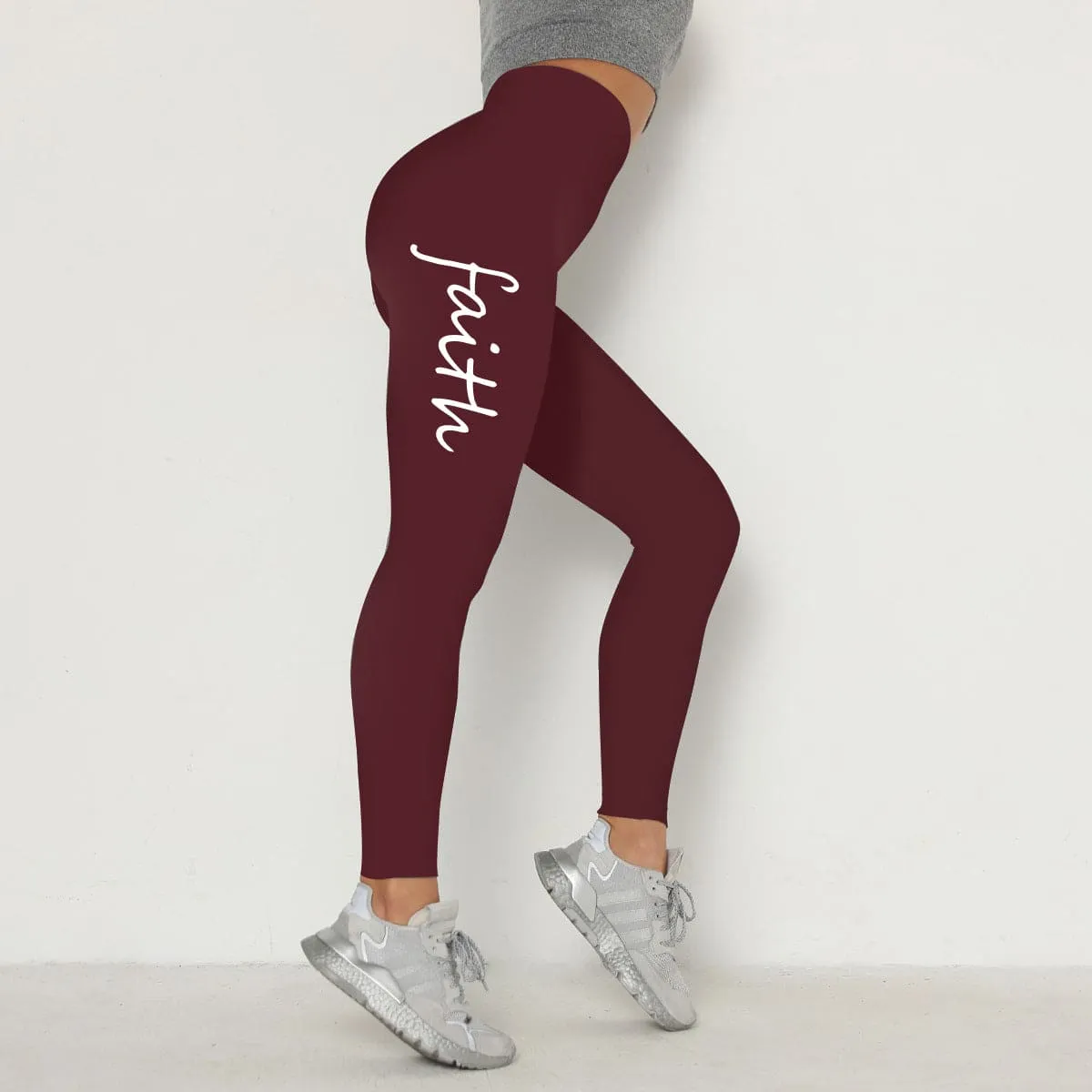 Stylish Waist Letter Printed Leggings for Women - Hip Lifting and Stretchable, Sizes S-XXXL