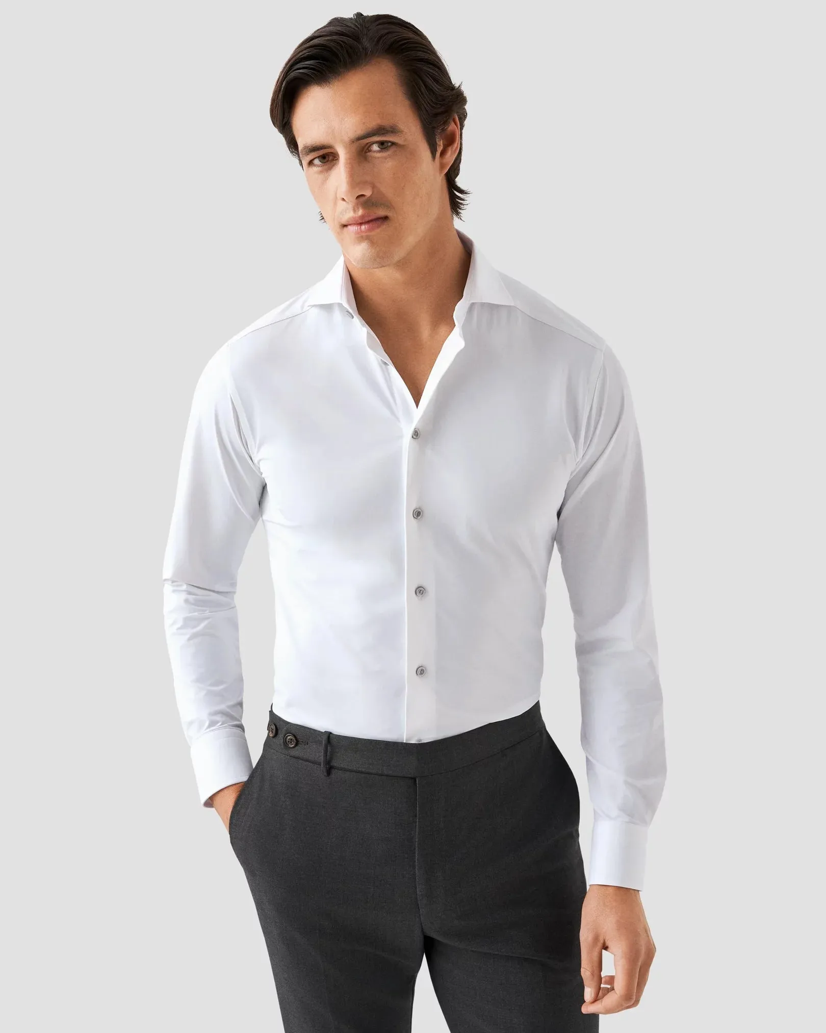 White 4-Way Stretch Contemporary Fit Shirt - ETON