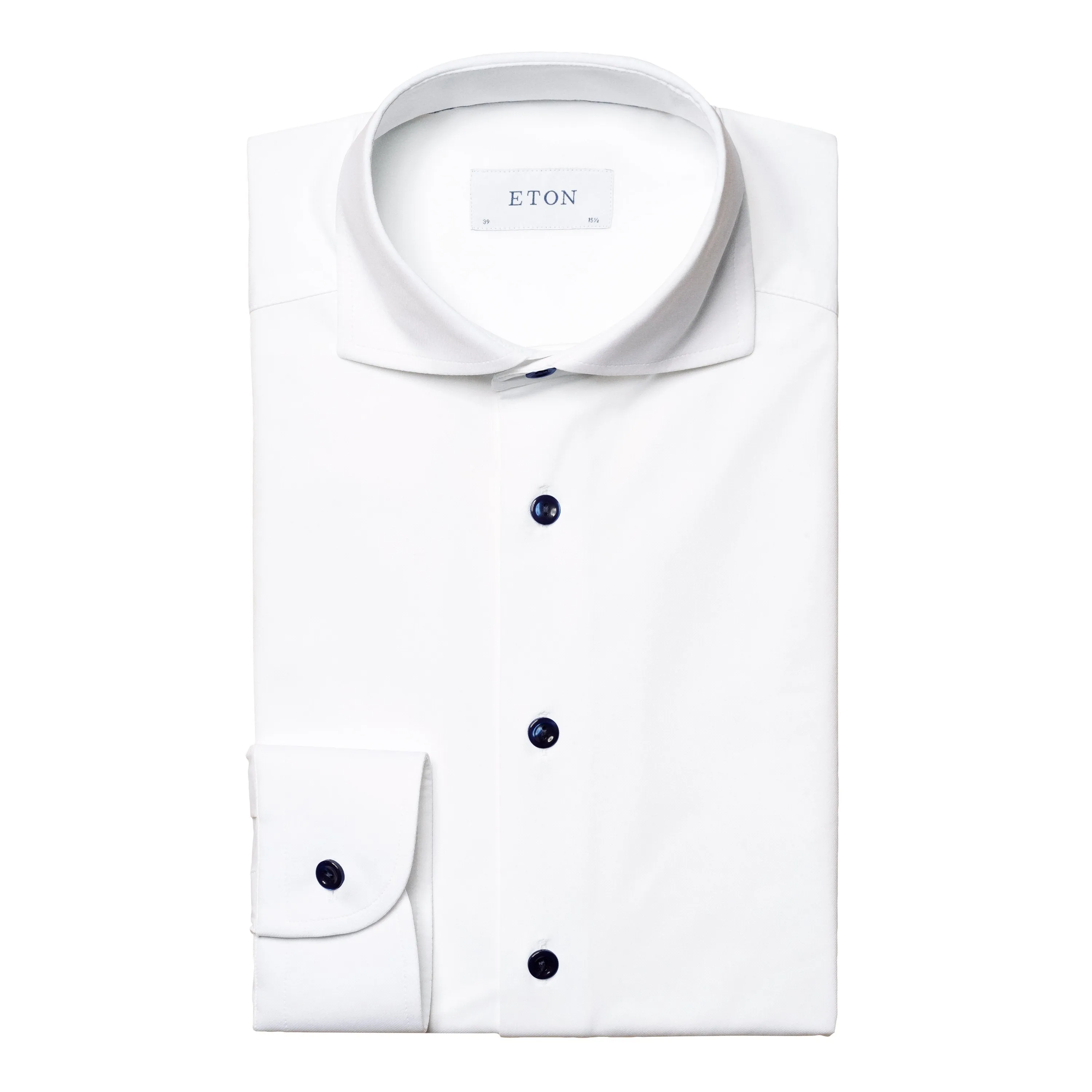 White 4-Way Stretch Wide Spread Collar Slim Fit Shirt - ETON