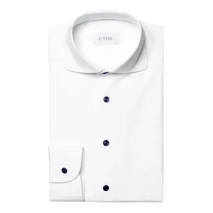 White 4-Way Stretch Wide Spread Collar Slim Fit Shirt - ETON