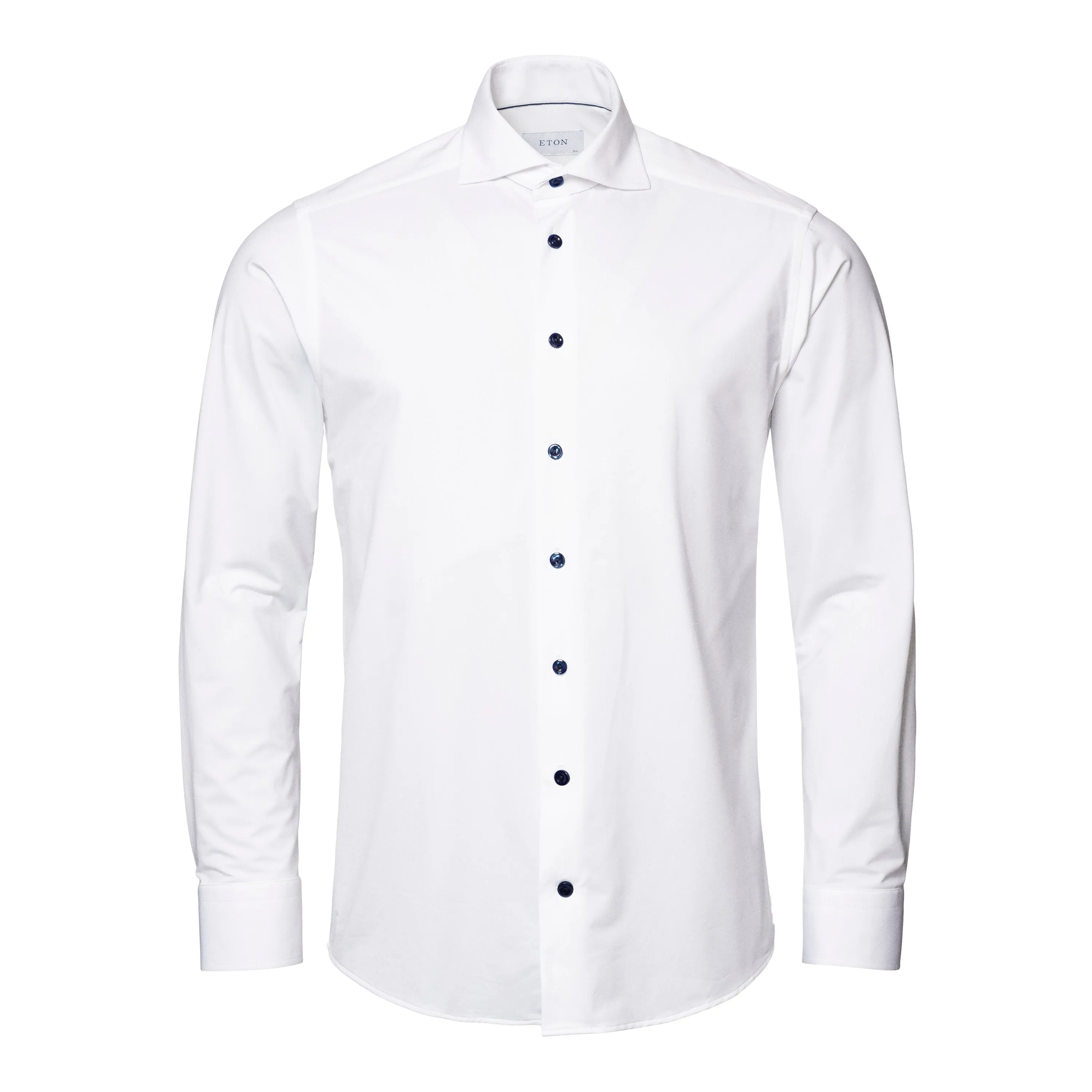 White 4-Way Stretch Wide Spread Collar Slim Fit Shirt - ETON