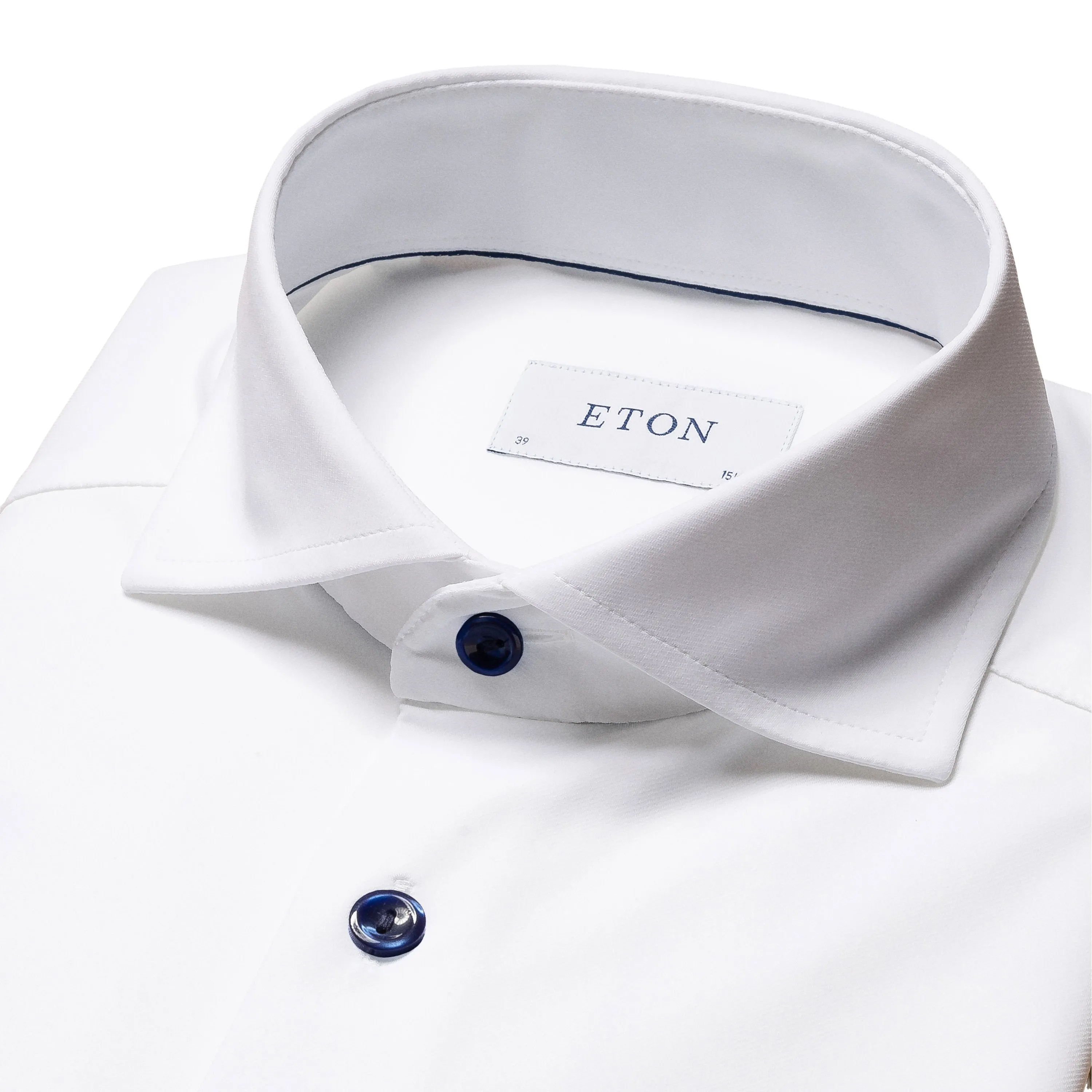 White 4-Way Stretch Wide Spread Collar Slim Fit Shirt - ETON