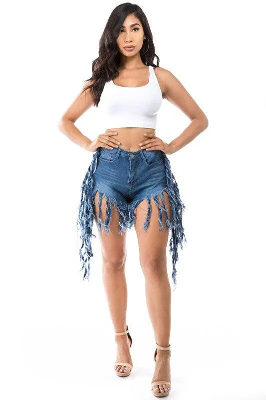 Woman Blue Jean Shorts Casual Wear