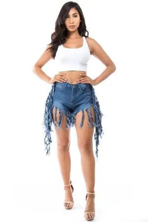 Woman Blue Jean Shorts Casual Wear