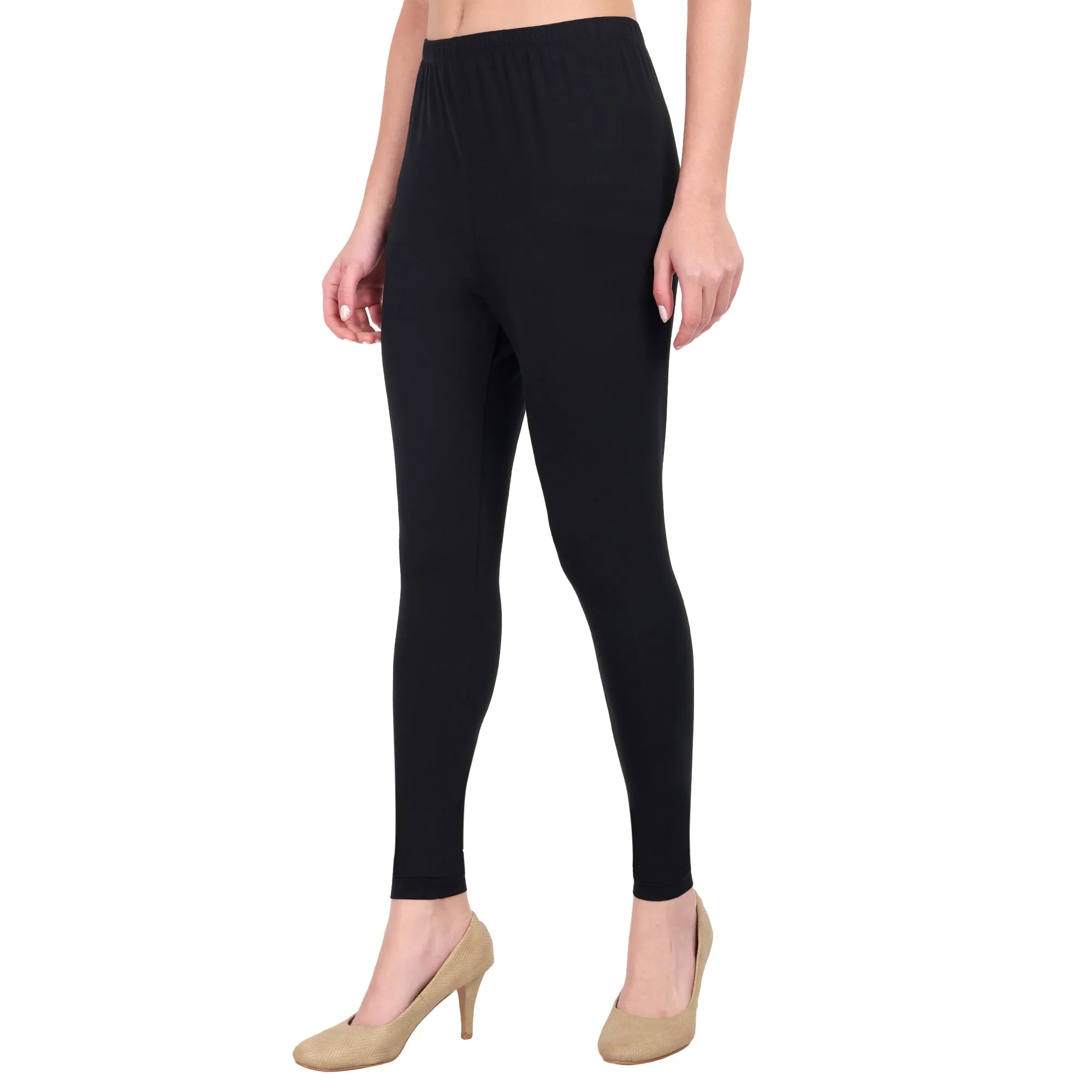 Women Black Breathable Long Length Legging