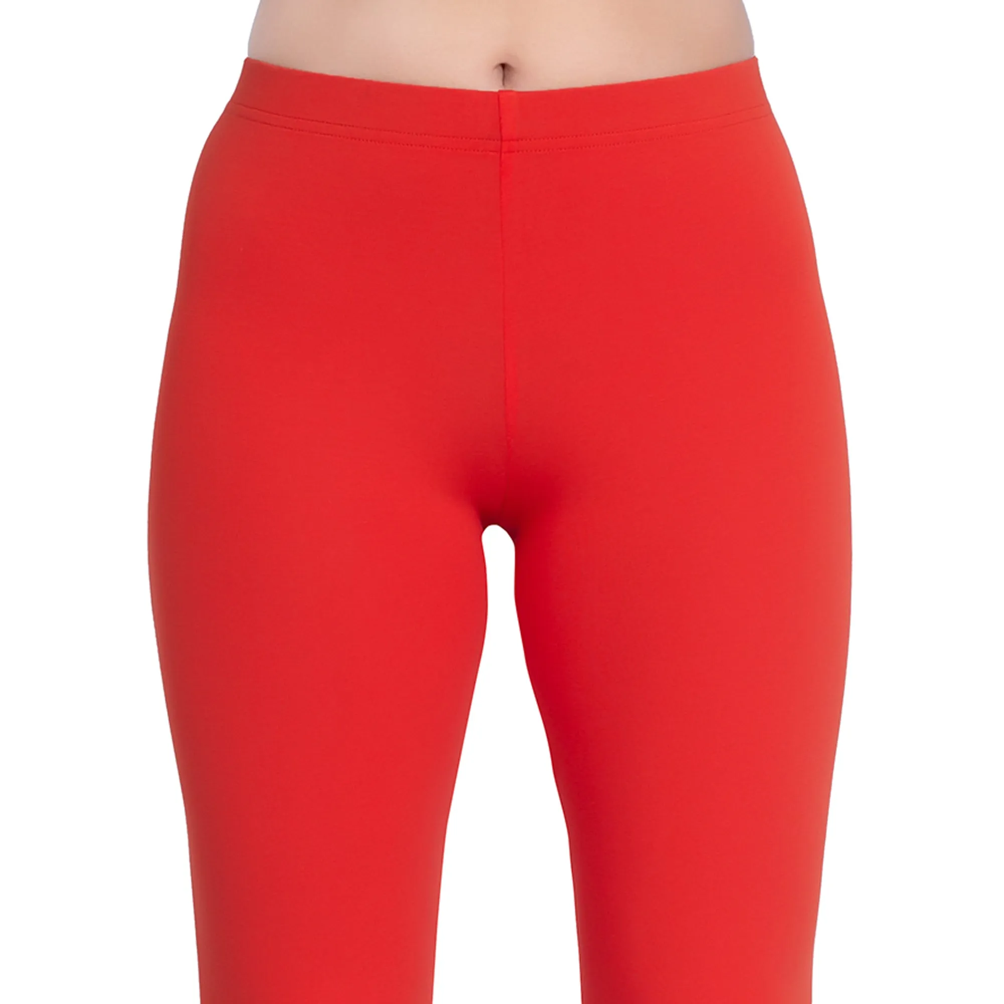 Women Bright Red Breathable Long Length Legging