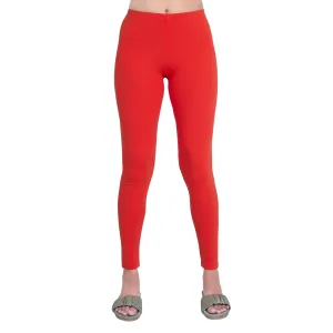 Women Bright Red Breathable Long Length Legging