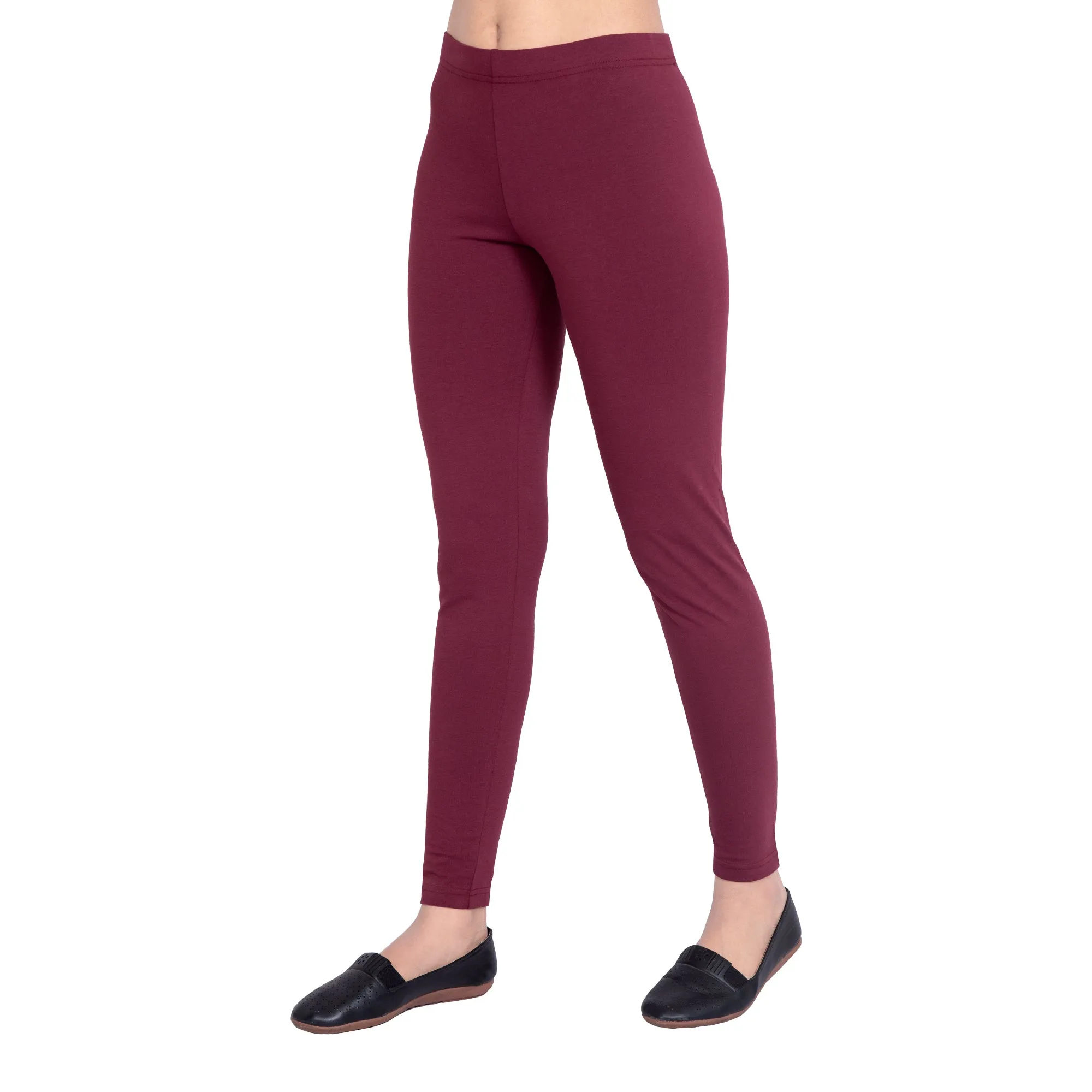 Women Burgandy Breathable Long Length Legging