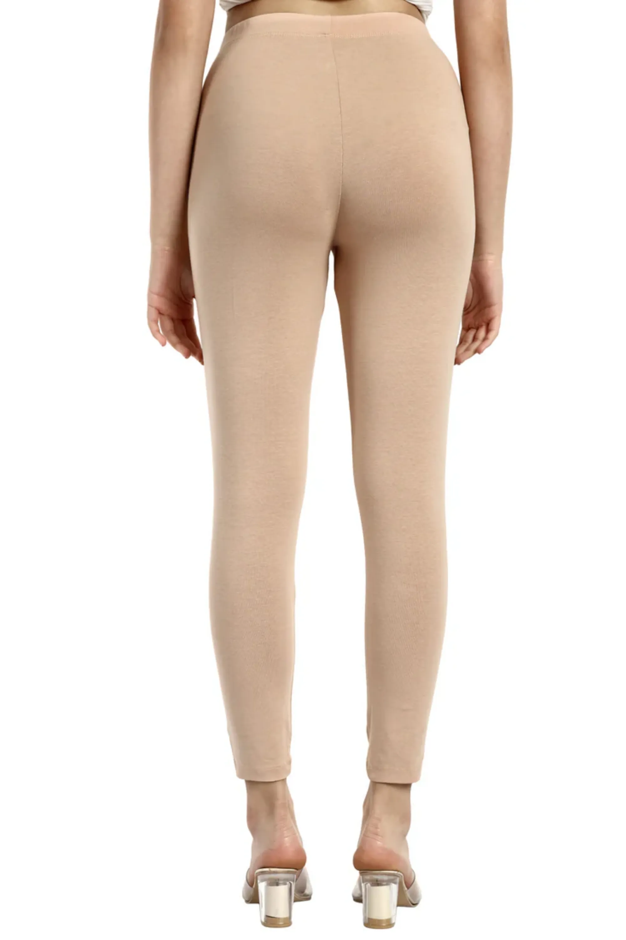 Women Cream Ankle Length Legging