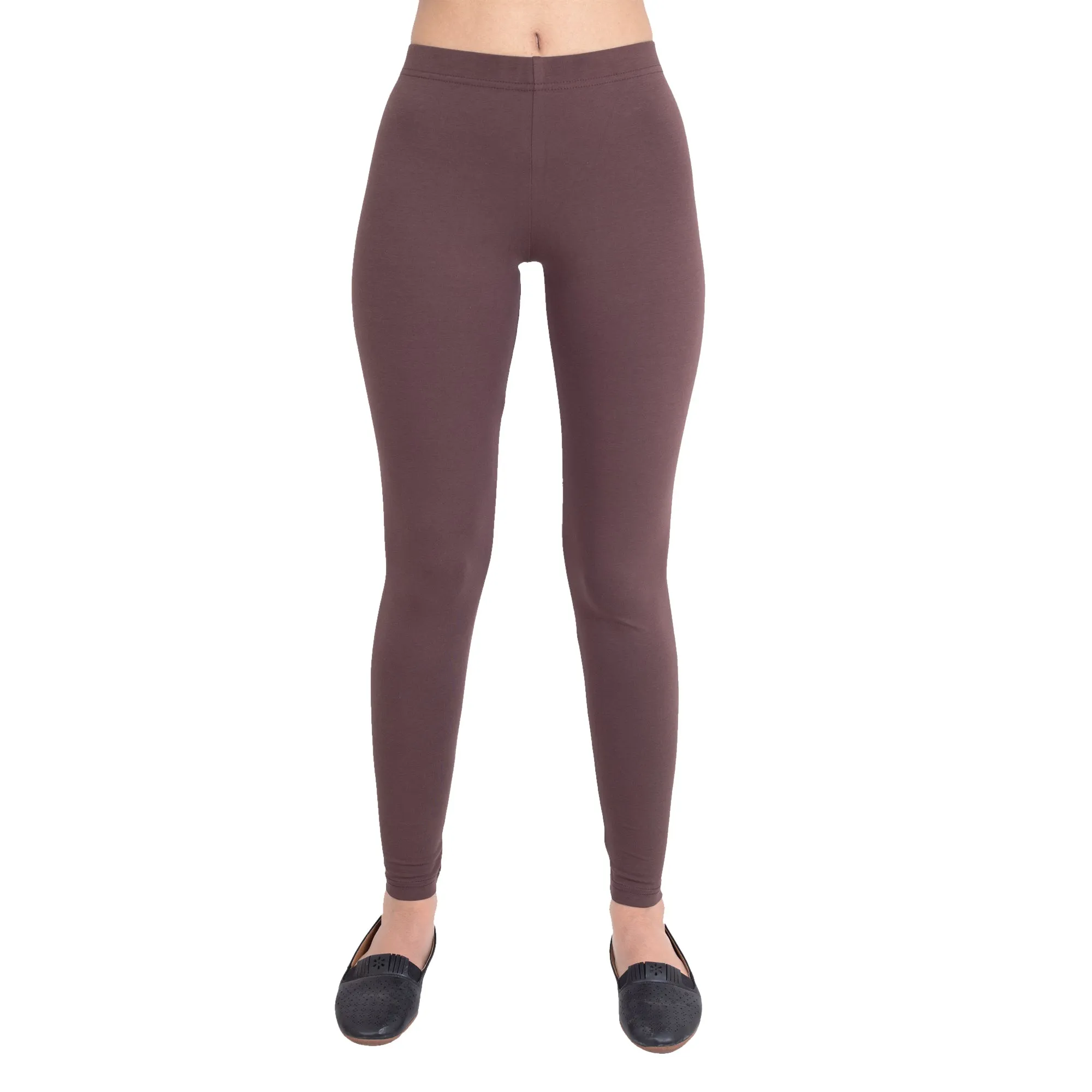 Women Dark Brown Breathable Long Length Legging