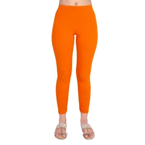 Women Dark Orange Ankle Length Legging