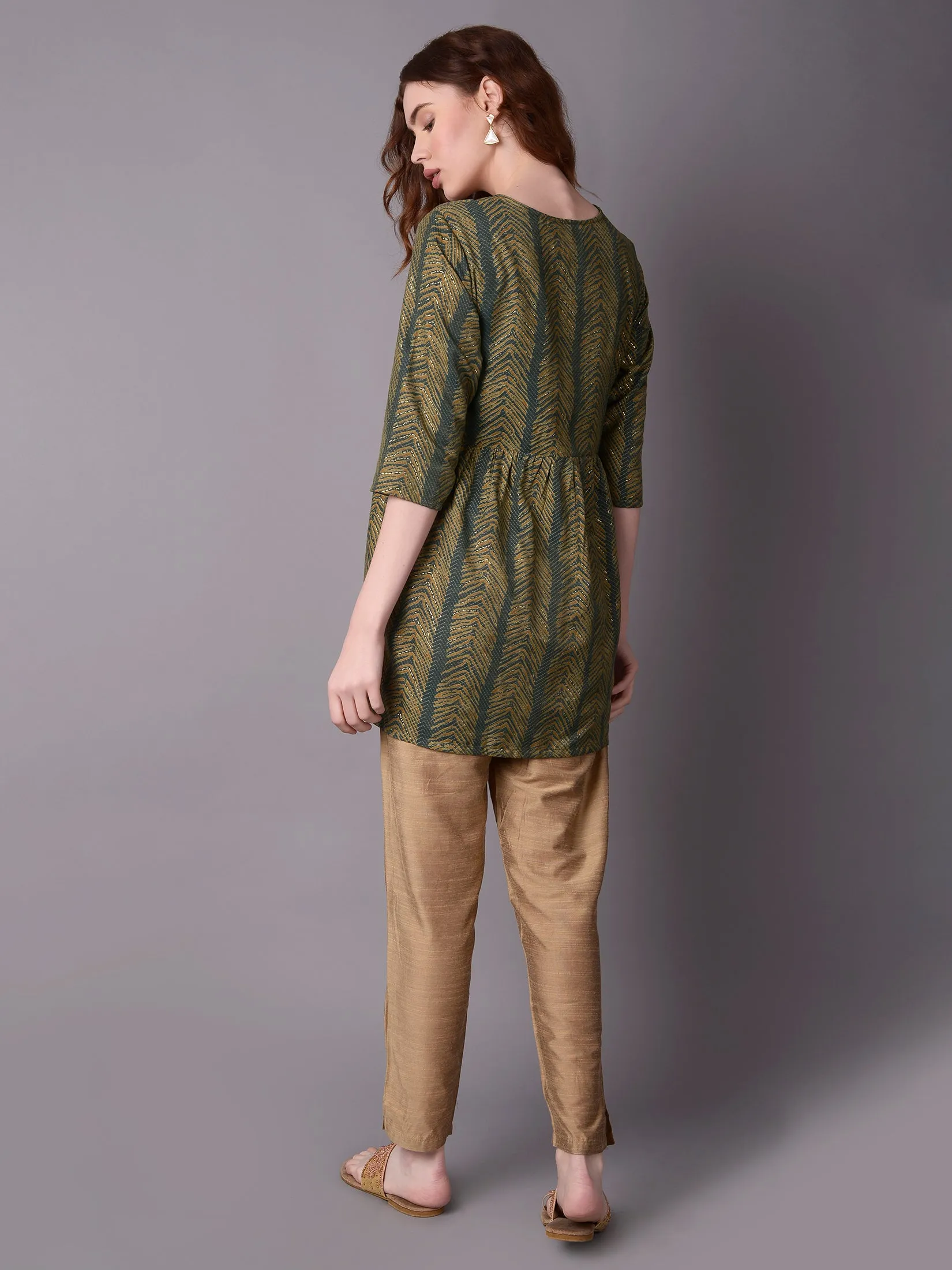 Women Green Geometric Printed Kurti