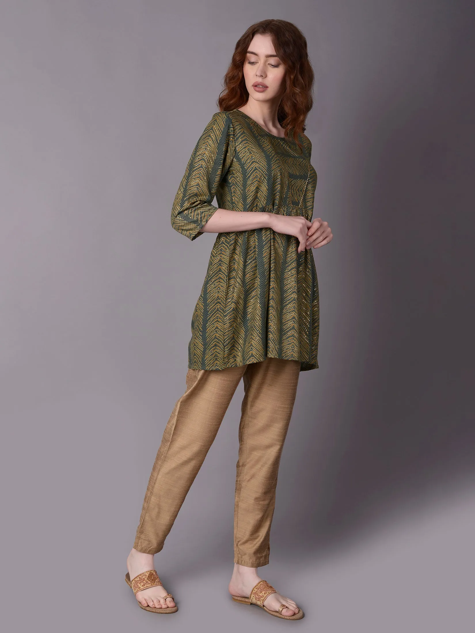 Women Green Geometric Printed Kurti