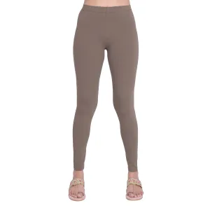 Women Mid Brown Breathable Long Length Legging