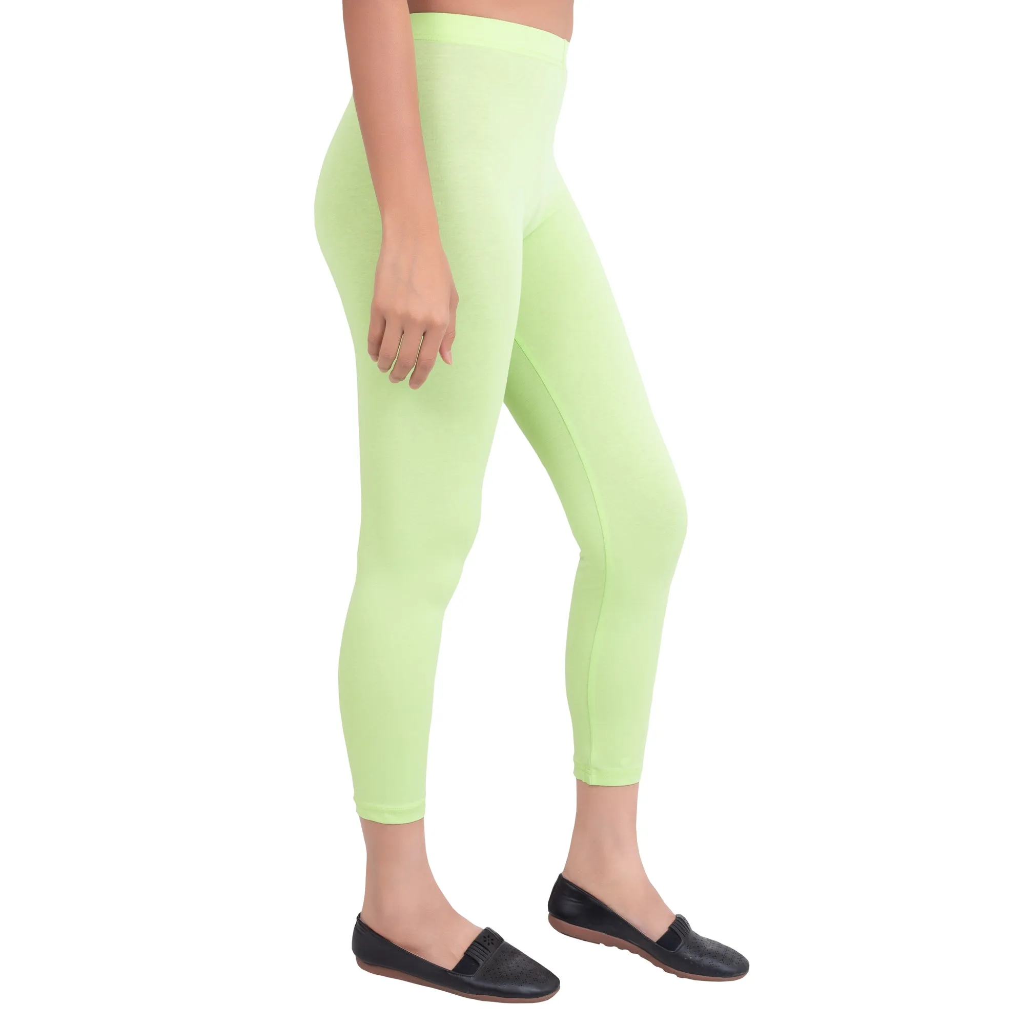 Women Soft Green Ankle Length Legging