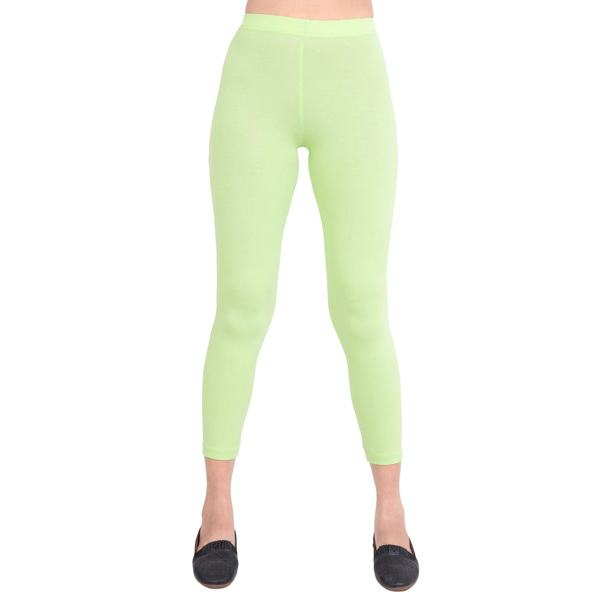 Women Soft Green Ankle Length Legging