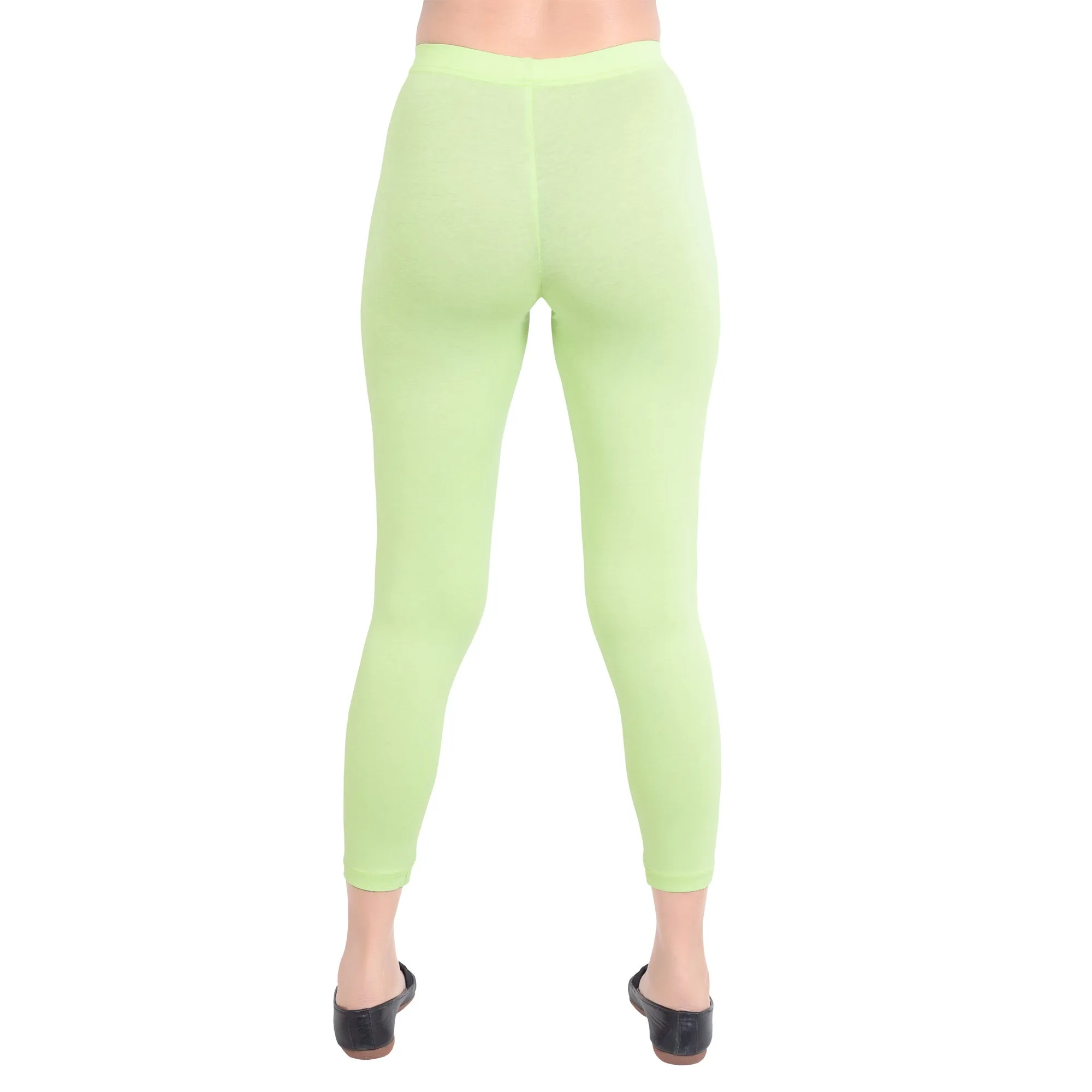 Women Soft Green Ankle Length Legging