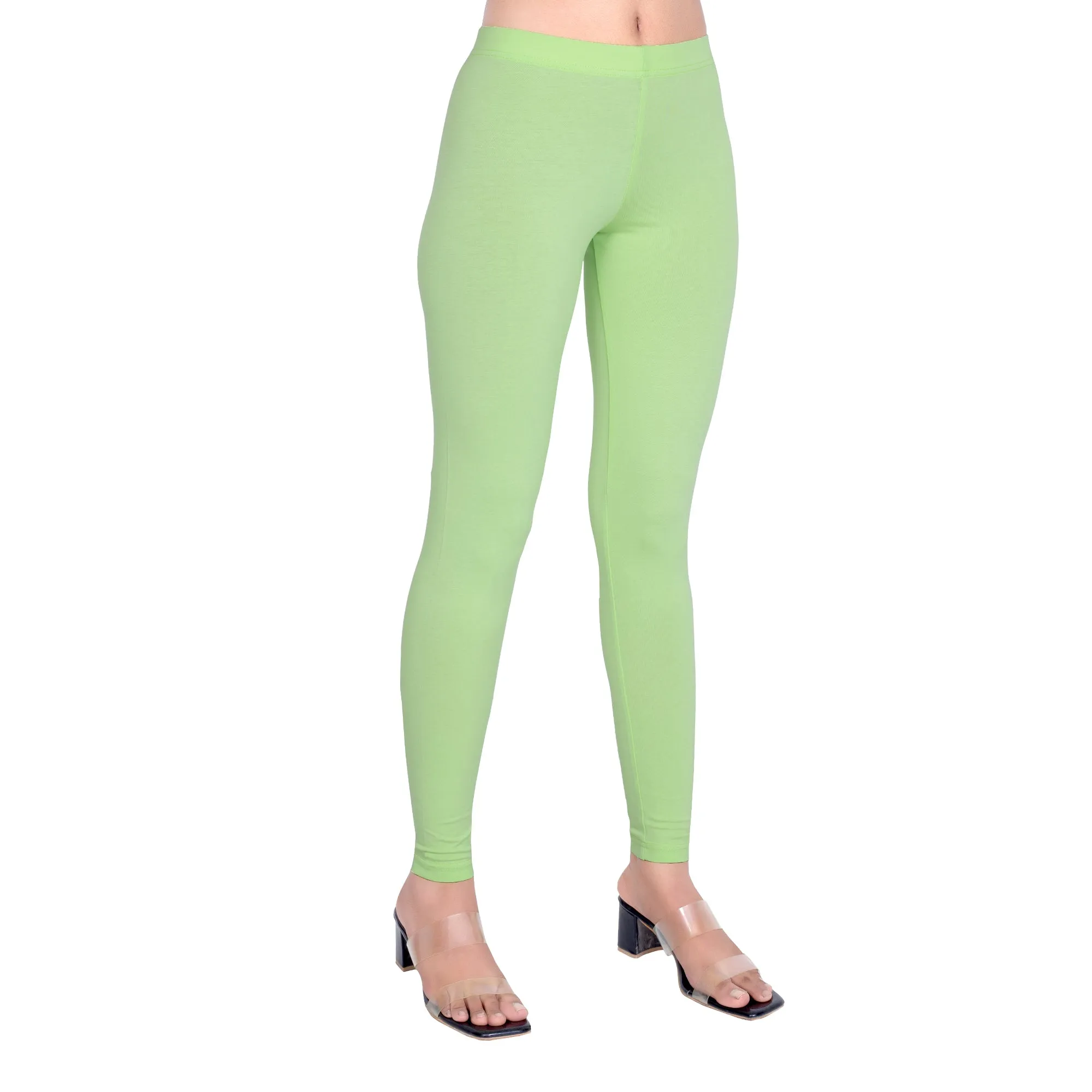 Women Soft Green Breathable Long Length Legging