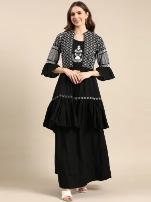 Women's Black Embroidered Kurta Set